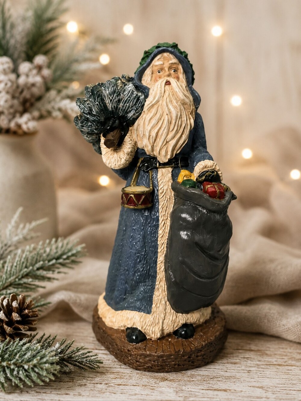 Vintage Finland Joulupukki Santa Figurine Nordic Father Christmas Resin 1992